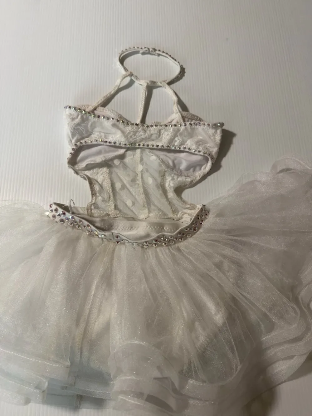 White custom solo Dance Costume bling lace wedding bridal chapel illusion MC chi
